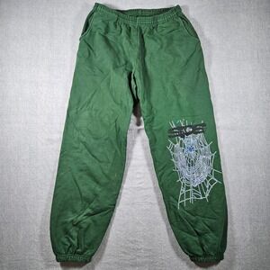 Sp5der Worldwide Green Spider Web Graphic Sweatpants Mens XL Joggers
